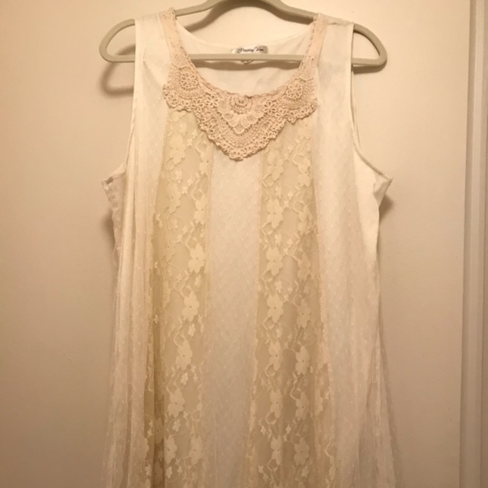 Ivory Lace Tunic Dress - Size 2XL